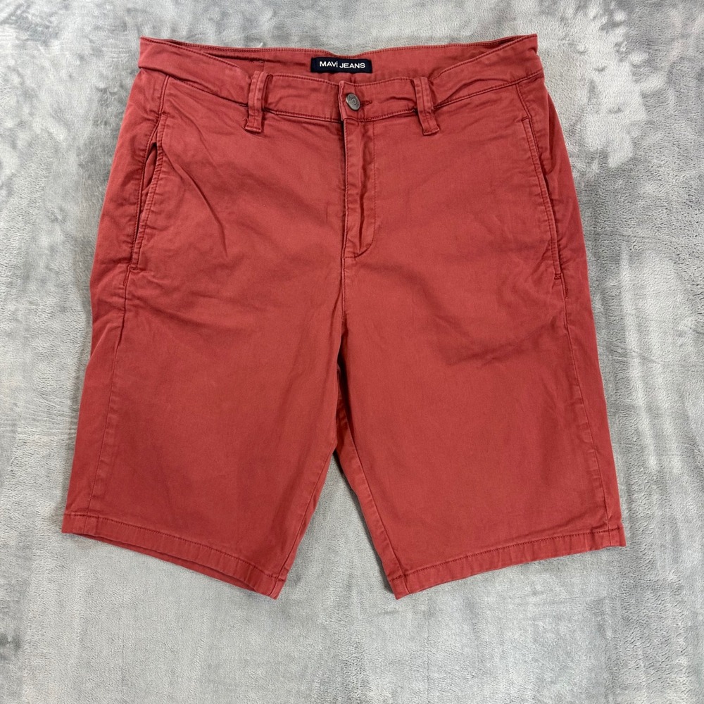 Mavi Mike Chino Shorts Mens Size 34 Brick Red Cotton Stretch